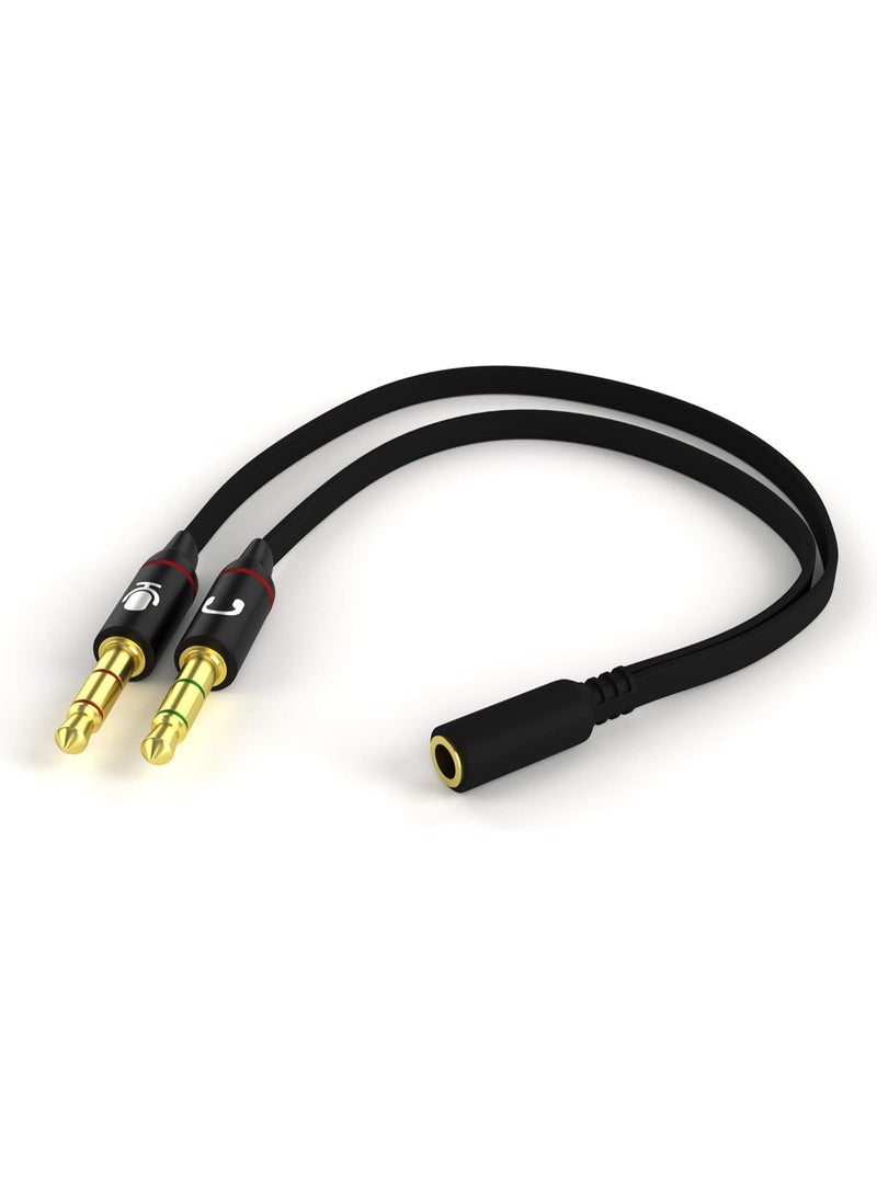 Headphone Splitter For Computer 3.5mm Female to 2 Dual 3.5mm Male Headphone Mic Audio Y Splitter Cable Smartphone Headset to PC Adapter - Image 3